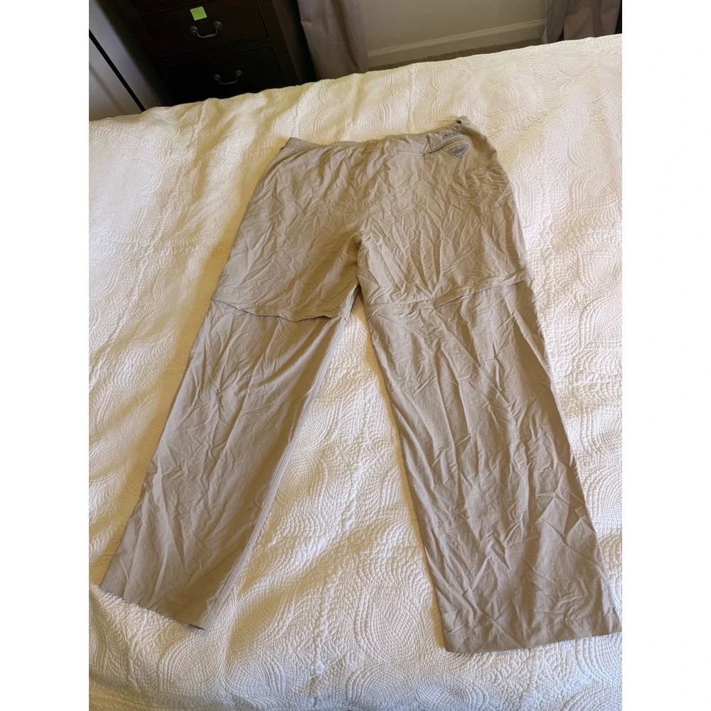 Columbia PFG Convertible Cargo Pants Mens 2X 32L Khaki Tan Zip Off Fishing Gear